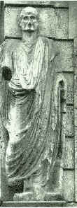 La presunta statua di Cicerone (testa posteriore) detta comunemente "omm de preia"