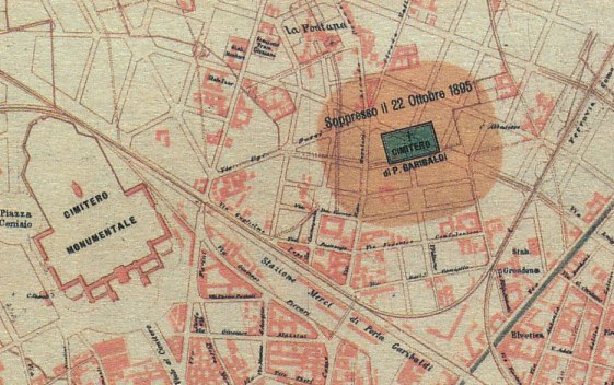 Il cimitero di Porta Garibaldi all'epoca della soppressione
