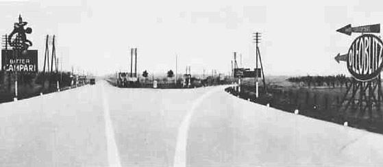 L’autostrada Milano-Laghi al bivio di Lainate (verso il 1925)