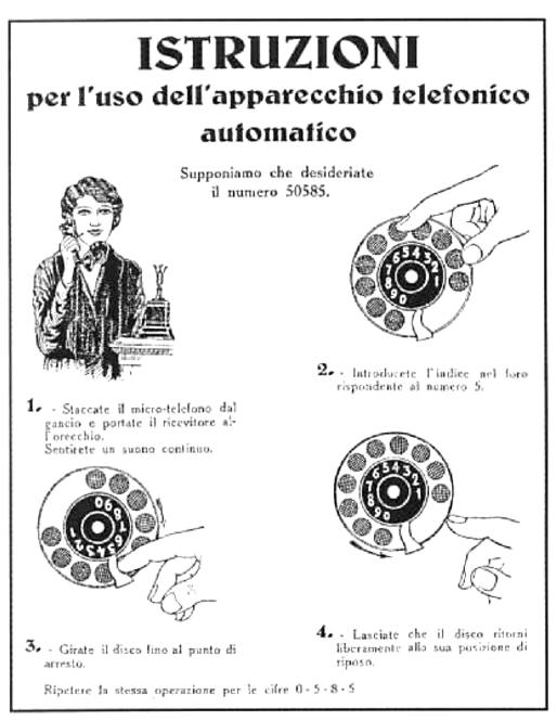 Istruzioni per l’uso dei telefoni automatici (verso il 1923)