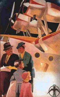 Manifesto pubblicitario della compagnia aerea Ala Littoria, anni 30