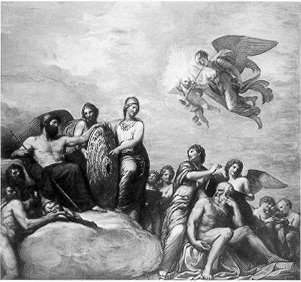 Minerva che presenta a Clio lo scudo istoriato con le gesta di Napoleone