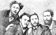 Da sinistra: Luigi Conconi, Guido Pisani Dossi, Giachi e Emilio Praga