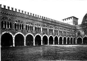 Fronte interna del Castello di Pavia nella versione originaria di Galeazzo II