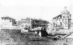La facciata di Palazzo Marino lungo la via Marino ancora incompiuta nell'Ottocento