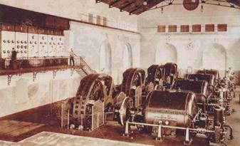Interno della centrale idroelettrica della Edison di Paderno d’Adda, ora intitolata all’ing. Bertini (1898)