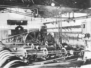 Motrice  a vapore e dinamo Thomson-Houston nella Officina Elettrica di via G.B. Vico, della Edison (1889)