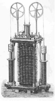 Trasformatore elettrico Gaulard-Gibbs (attorno 1880)