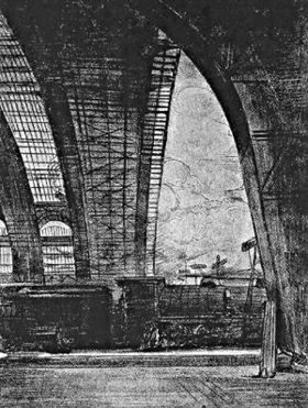 Un disegno di G. Cisari sulla nuova Stazione Centrale (1931)