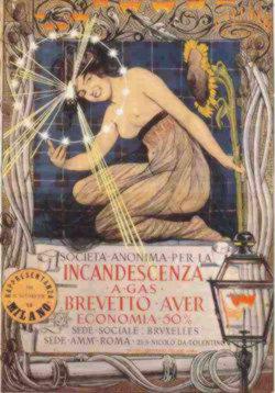 Pubblicità delle lampade a incandescenza a gas Auer (G.Mataloni, 1895)