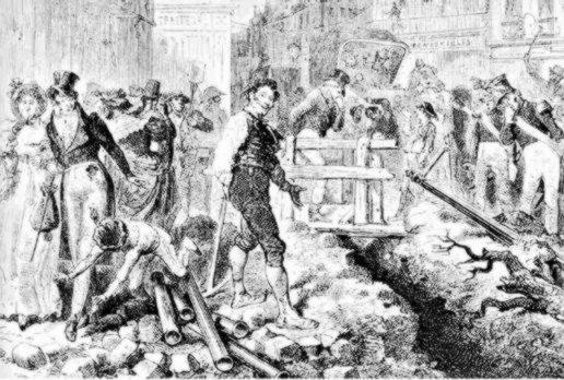  Disagi per i parigini, durante la posa dei tubi dell’illuminazione a gas (verso 1820)