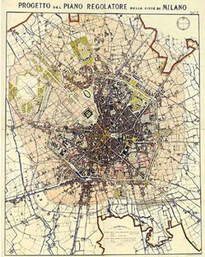 Mappa dei nuovi tracciati stradali fuori dai
Bastioni, del Piano dell’ing. Beruto (1884)