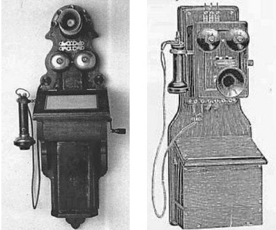 Telefono Ericcson (1890) e un modello simile prodotto dalla ditta Perego di Milano