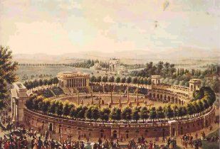 Elisa Garnerin si lancia col paracadute da un pallone sull'Arena di Milano (1824)
